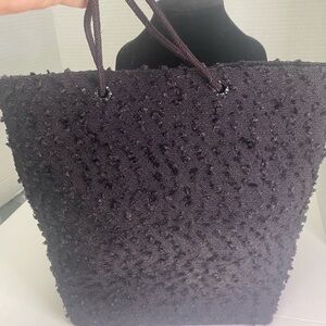 Material Things Elegant Black Textured Women's Vintage Bag Handcrafted USA